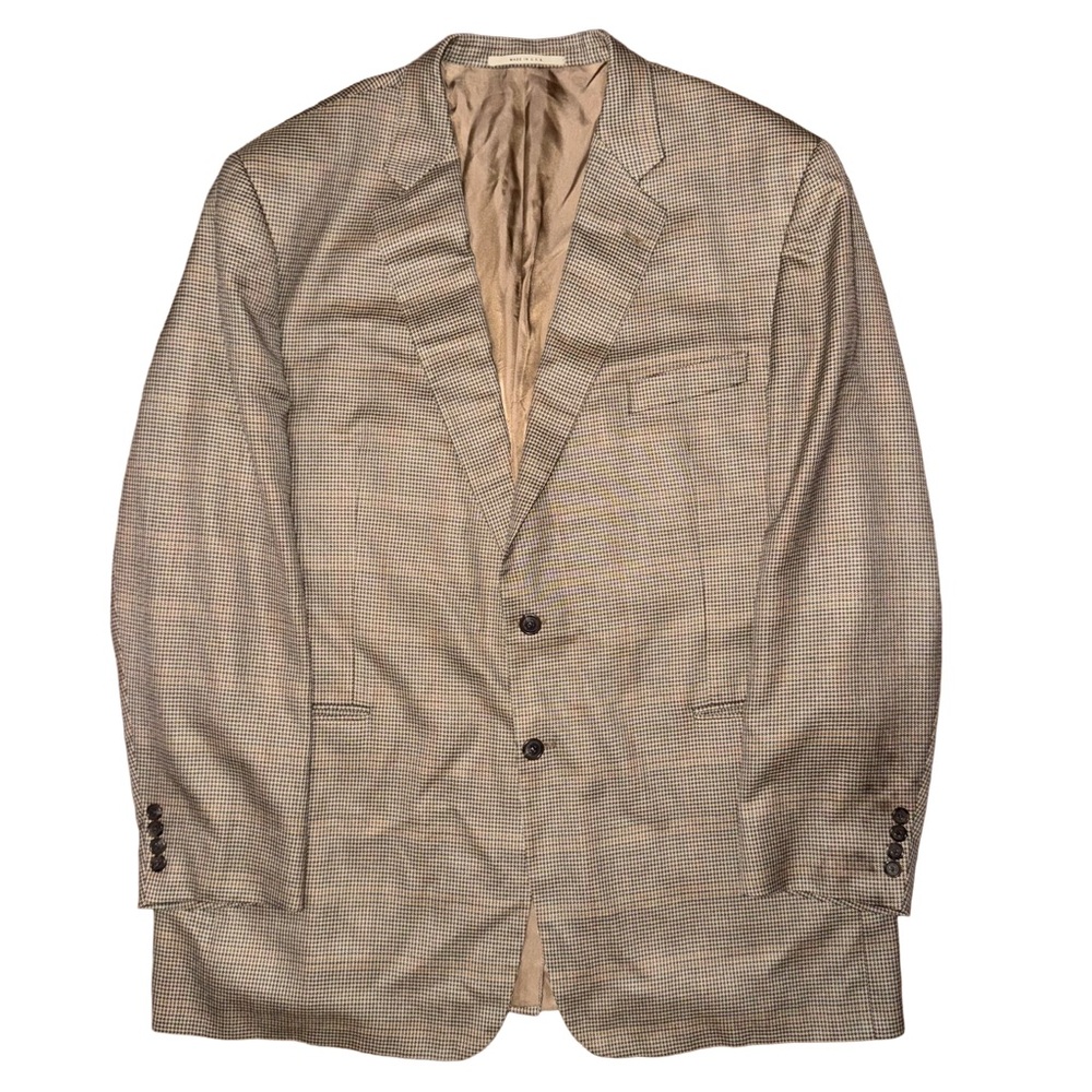 Burberry Kensington Brown Plaid Silk Wool Blend Sport Coat Blazer Jacket 48L